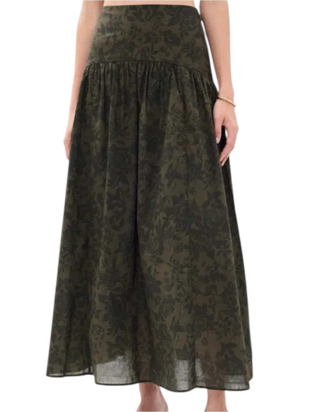 Few Moda Caara Vashti Skirt Olive Green Floral NWT
